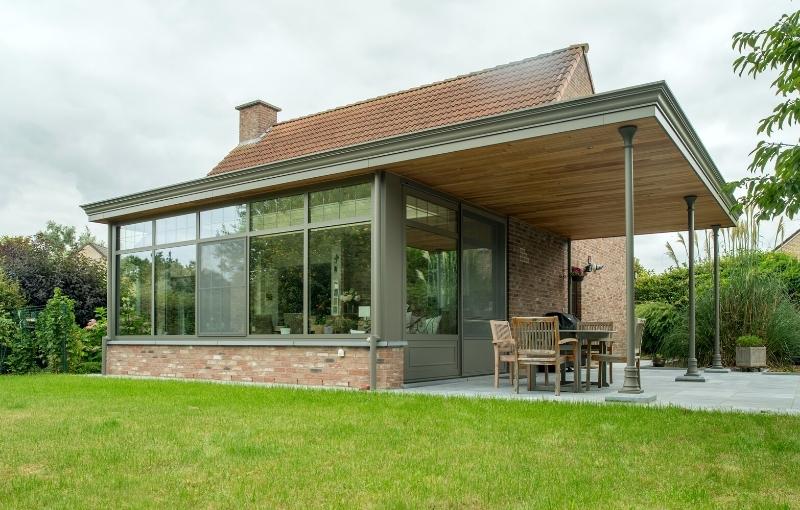klassieke veranda met plat dak pauwels kreativ line